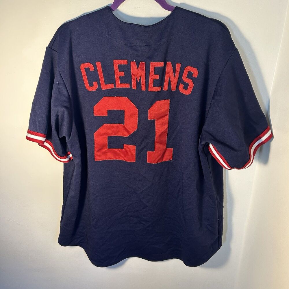 Vintage Roger Clemens #21 Boston Red Sox Blue Red Baseball Jersey Stitch Letter